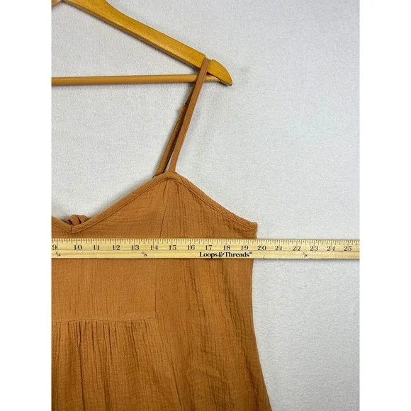 Davi & Dani Cotton Gauze Dress Womens Large Orange Boho Midi Pockets Lagen Look - Picture 7 of 9